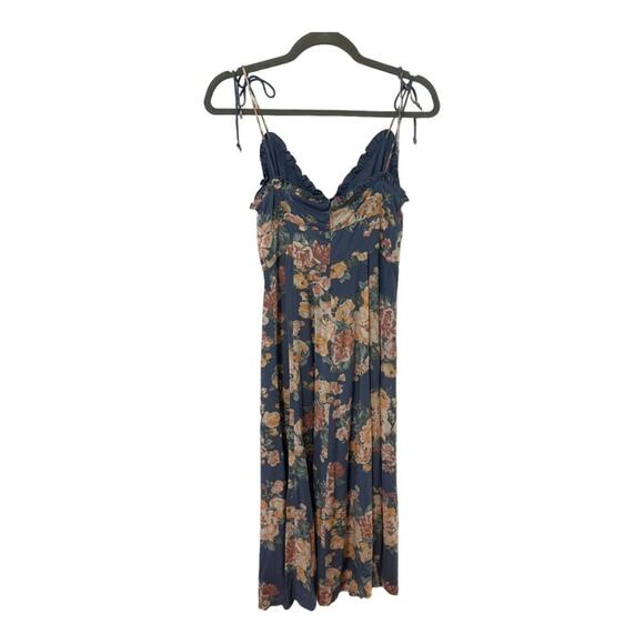 Auguste the Label Midi Dress Cottage Rituals Ruffle Button Front Floral Blue 2 - Picture 4 of 11